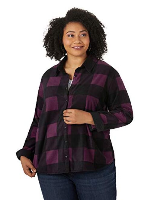 Lee Riders Riders by Lee Indigo Women's Plus Size Long Sleeve Button Front Pattern Fleece Shirt