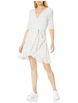 Women's Aki Short Sleeve Ruffle Viscose Mini Wrap Dress