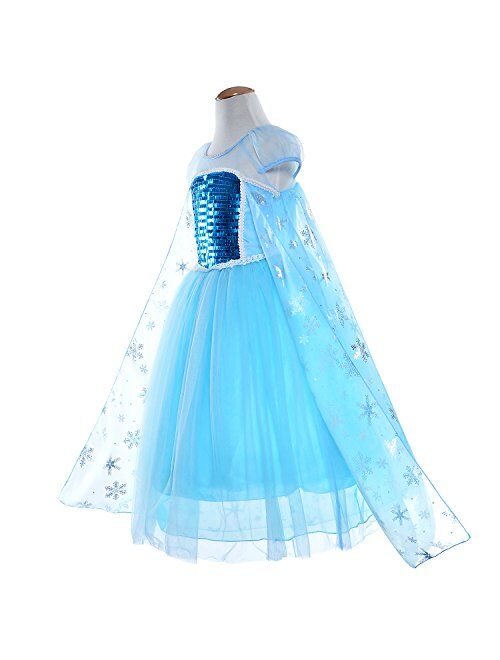 Party Chili Princess Costumes Birthday Dress  for Little Girls with Crown, Mace, Gloves Accessories 3-12 Years