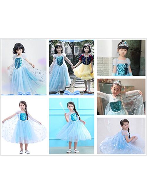 Party Chili Princess Costumes Birthday Dress  for Little Girls with Crown, Mace, Gloves Accessories 3-12 Years