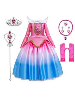 Princess Dresses for Girls Costumes Birthday Party Halloween Costume Cosplay Dress up for Little Girls 3-12 Years