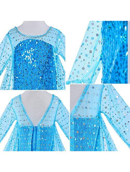 Luxury Princess Dress Costumes with Shining Long Cape Girls Birthday Party 2-10 Years