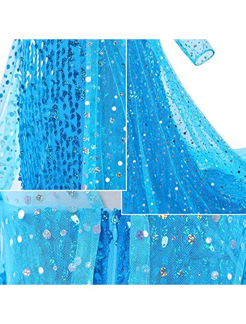 Luxury Princess Dress Costumes with Shining Long Cape Girls Birthday Party 2-10 Years