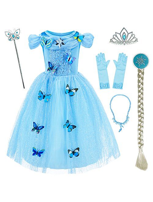Party Chili Princess Costume for Girls Birthday,Christmas Dress Up with Accessories 3-10 Years