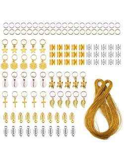 WXJ13 120 Pieces Hair Jewelry Rings Aluminum Hair Accessories Hair Rings and Cuffs Decorations Pendants with 100m Metallic Cord