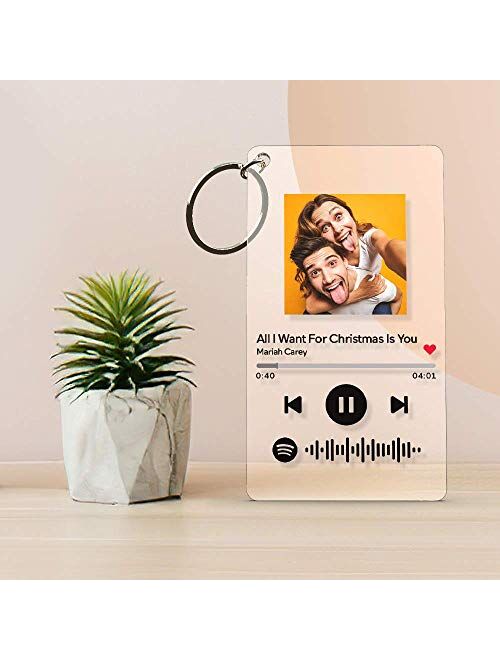 Custom Scannable Spotify Code Plaque Frame Keychain Acrylic Keyring for Photo