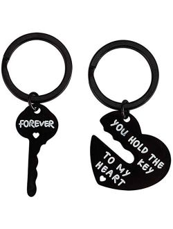Couple Gifts for Him and Her - Valentine’s Day Gifts for Boyfriend and Girlfriend, 2PCS Matching Heart Keychain Set, You Hold the Key to My Heart Forever His and Her Gift