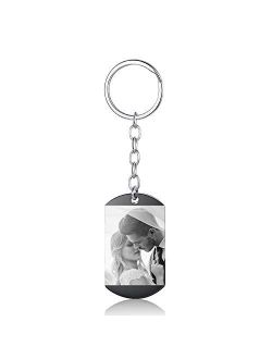 Bosajewel Personalized Calendar Photo Keychain Custom Engraved Keyring for Men Women