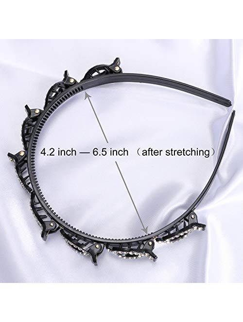NAISIER 3 Pieces Fashion headbands for women hair accessories for girls,Double Bangs Hairstyle Double Layer Twist Plait Headband Hairpin braided headbands with clips twis