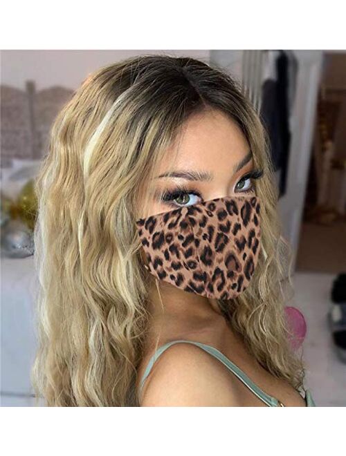 Fstrend Boho Leopard Mask Breathable Masquerade Masks Halloween Cloth Reusable Masks Clubwear Ball Party Nightclub Face Masks Jewelry for Women and Girls