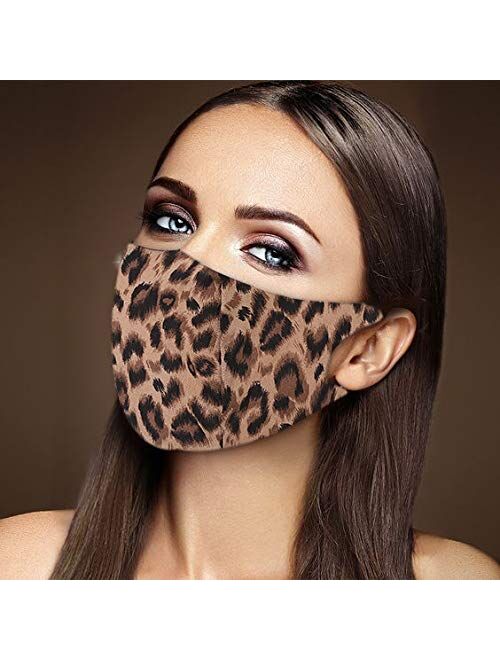 Fstrend Boho Leopard Mask Breathable Masquerade Masks Halloween Cloth Reusable Masks Clubwear Ball Party Nightclub Face Masks Jewelry for Women and Girls