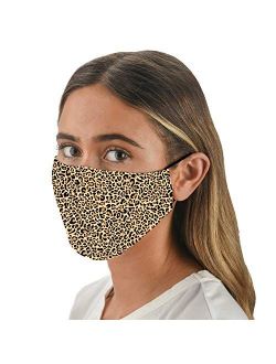 Snoozies 3-Layer Washable Face Mask w Filters & Nose Bridge - Leopard