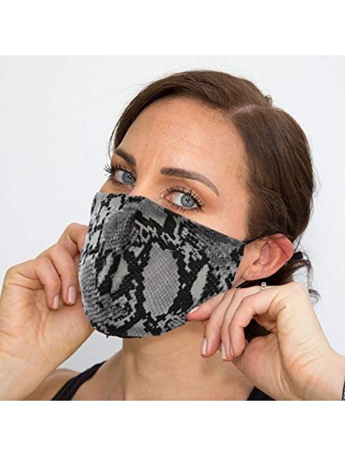 Fstrend Boho Leopard Mask Breathable Masquerade Masks Halloween Cloth Reusable Masks Clubwear Ball Party Nightclub Face Masks Jewelry for Women and Girls (Grey)