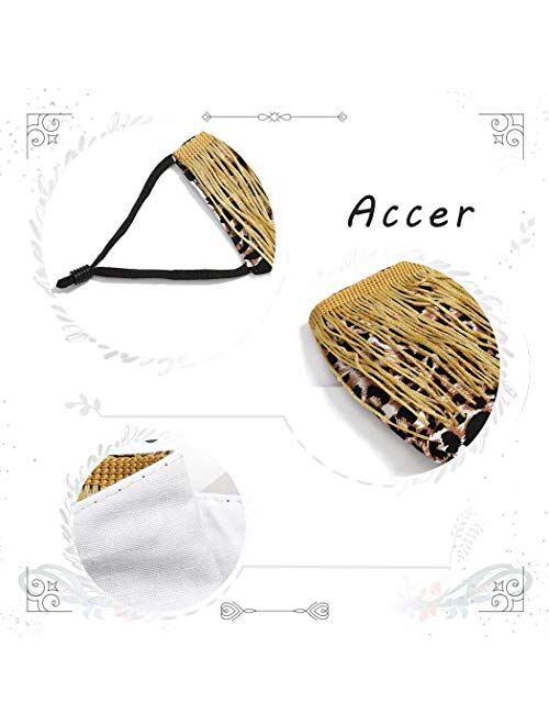 Urieo Leopard Face Mask Yellow Reusable Washable Tassels Masks Christmas Nightclub Party Outdoor Mask for Women and Girls