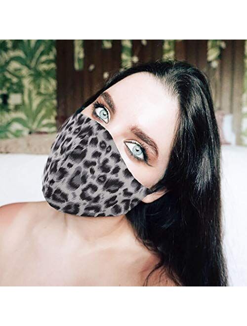 Barode Boho Leopard Mask Breathable Masquerade Masks Halloween Cloth Reusable Masks Clubwear Ball Party Nightclub Face Masks Jewelry for Women and Girls (Grey)