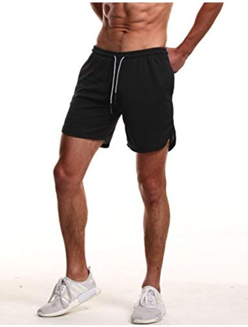 FLYFIREFLY Men's 2-in-1 Workout Running Shorts 7" Lightweight Gym Yoga Training Sport Short Pants