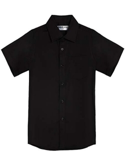 DDILKE Boys' Short Sleeve Dress Shirt Casual Button Down Uniform Shirts