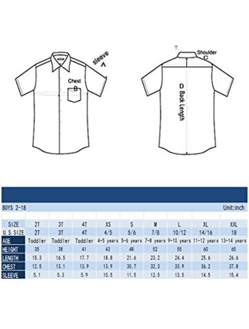 Spring&Gege Boys' Short Sleeve Dress Shirts Formal Uniform Cotton Solid