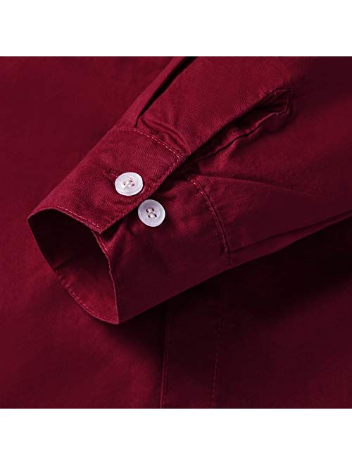 Spring&Gege Boys Long Sleeve Uniform Cotton Twill Button Down Shirt