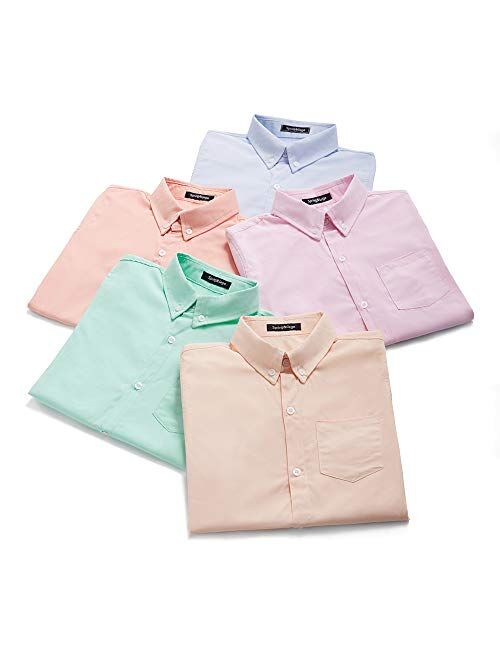 Spring&Gege Boys' Short Sleeve Uniform Oxford Dress Shirt Solid