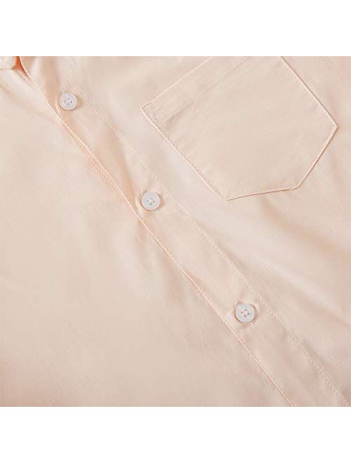 Spring&Gege Boys' Short Sleeve Uniform Oxford Shirt Cotton Solid 