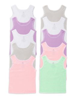 Toddler Girls Undershirts, 10-Pack Cotton Sleeveless Tank Tops