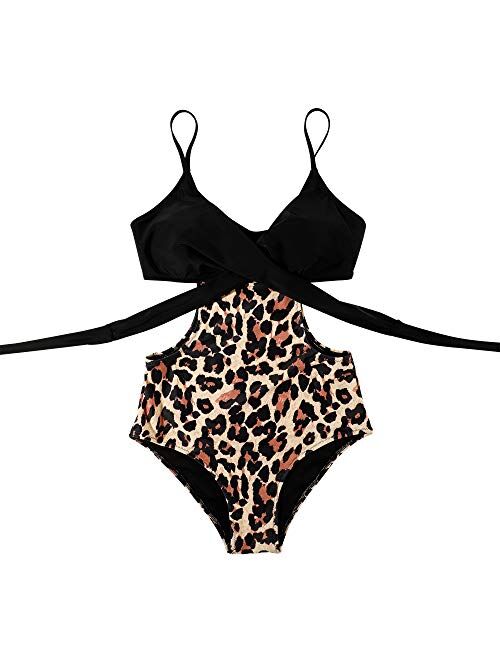 OMKAGI Women Sexy Cutout High Waisted Push Up One Piece Swimsuit Twisted Front Monokini Bathing Suit