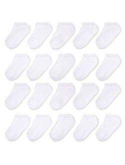 Baby and Toddler Boys and Girls White Low Cut Socks, 20-Pack