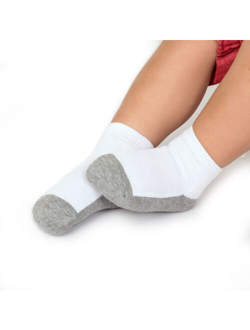 Wonder Nation Baby and Toddler Boys and Girls Ankle White Grey Cushion Foot Socks, 20-Pack