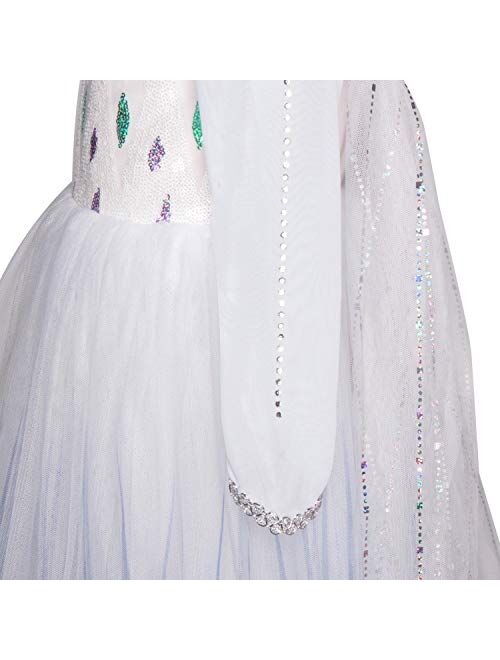 Little Girl Princess White Snow Party Dress Queen Costumes with Accessories