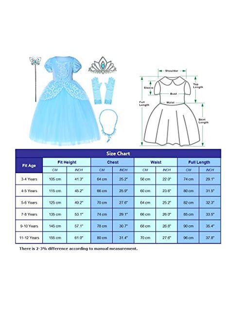 Party Chili Princess Costume for Girls Dress Up with Accessories 3-12 Years