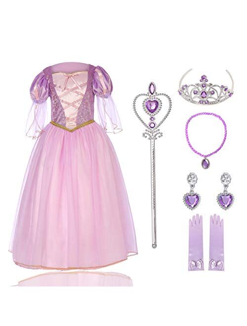SPUNICOS Deluxe Princess Costume Dress with and Without Accessories Options Available