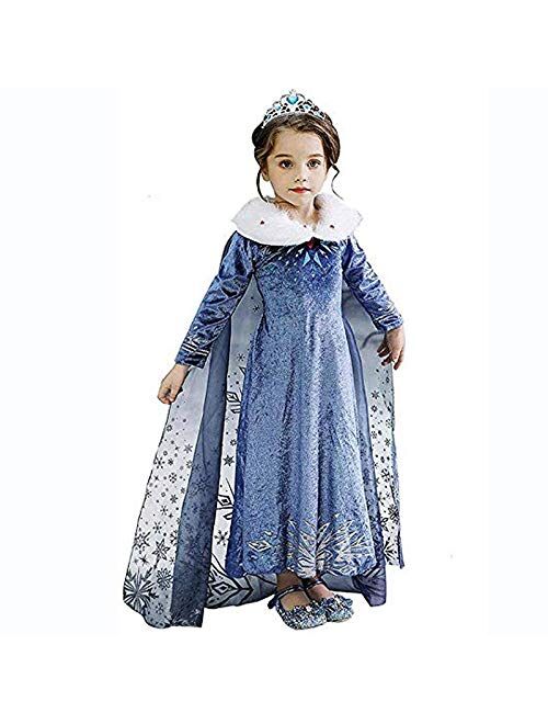 Fishkidtail Princess Costume Dress for Girls Princess Dress Snow Queen Party Birthday Clothes for Toddler 