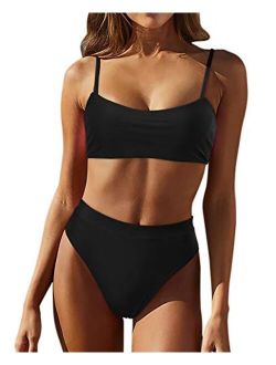 High Waisted Bikini Swimsuits for Women Sexy Crop Top 2 Piece Bathing Suits