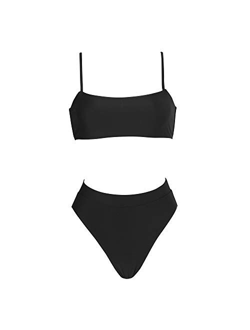 OMKAGI High Waisted Bikini Swimsuits for Women Sexy Crop Top 2 Piece Bathing Suits