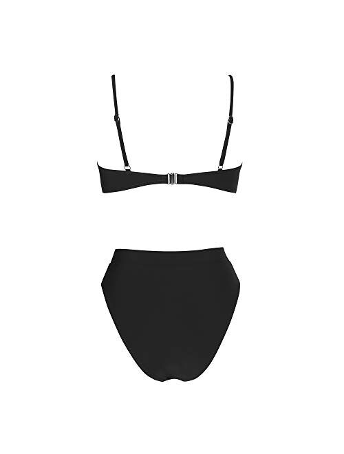 OMKAGI High Waisted Bikini Swimsuits for Women Sexy Crop Top 2 Piece Bathing Suits