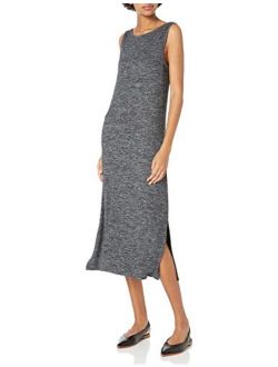 Women's Cozy Knit Standard-Fit Sleeveless Bateau Neck Midi Dress