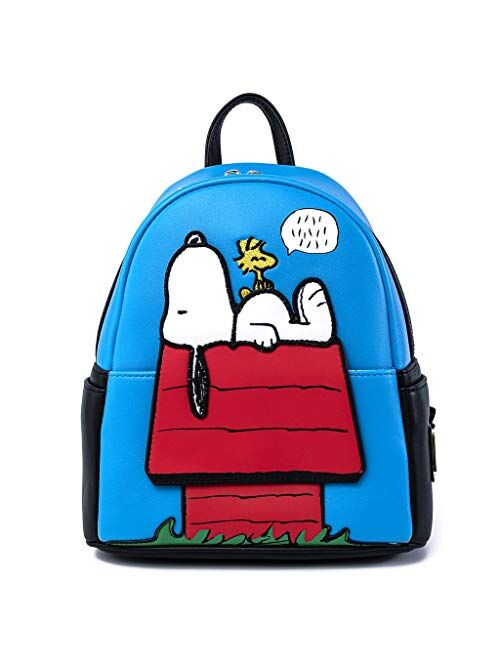 Loungefly Peanuts Snoopy Doghouse Faux Leather Womens Mini Backpack Purse