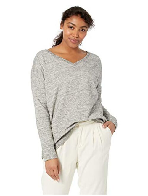 Amazon Brand - Daily Ritual Women's Oversized Terry Cotton and Modal V-Neck Drop-Shoulder Sweatshirt