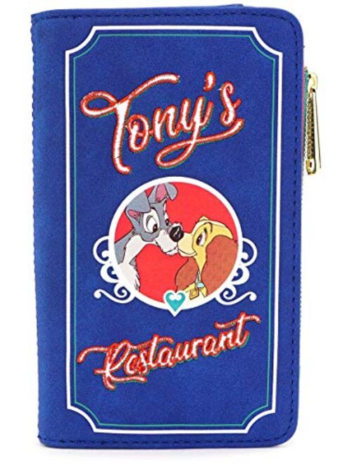 Loungefly x Disney Lady and the Tramp Tony's Menu Bi-Fold Wallet (Blue/Red, One Size)
