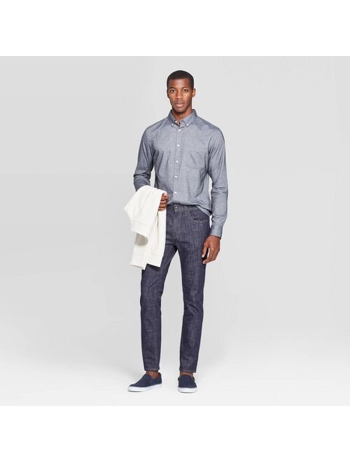 Men's Slim Fit Stretch Oxford Long Sleeve Button-Down Shirt - Goodfellow & Co™