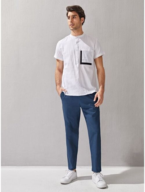 Shein Men Solid Button Fly Tailored Pants
