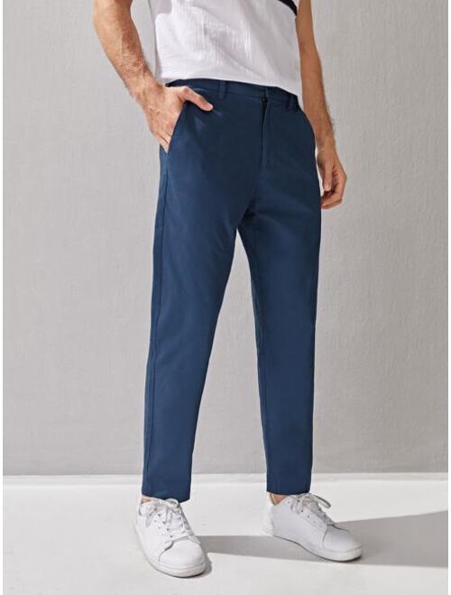 Shein Men Solid Button Fly Tailored Pants