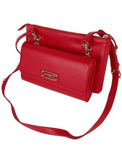 Pin Trader Faux-Leather Double Crossbody Bag