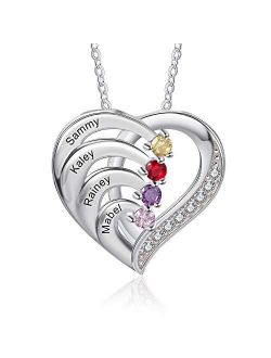 Personalized Grandma Pendant Necklace With 4 Simulated Birthstones