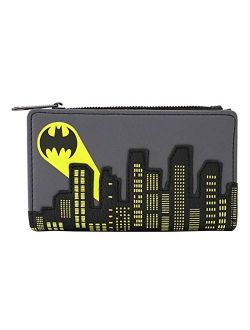 X Batman Bat-Signal Gotham City Skyline Flap Wallet