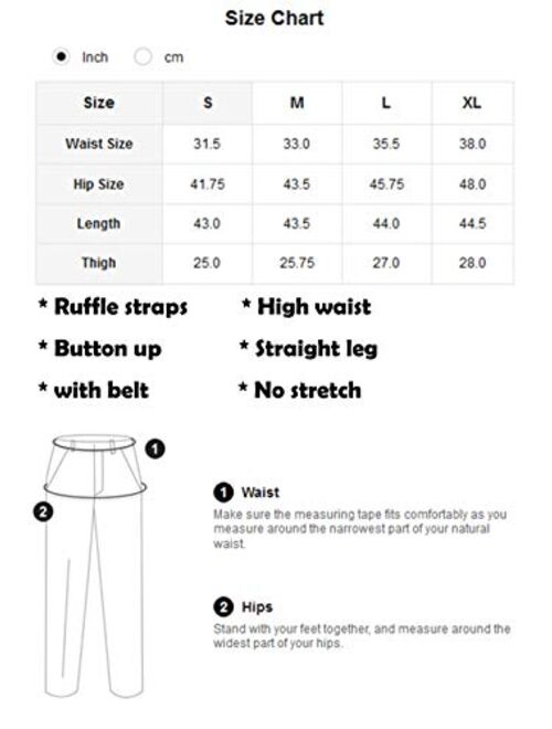 MakeMeChic Women's Casual High Waist Pants Suspender Jumpsuits Overalls