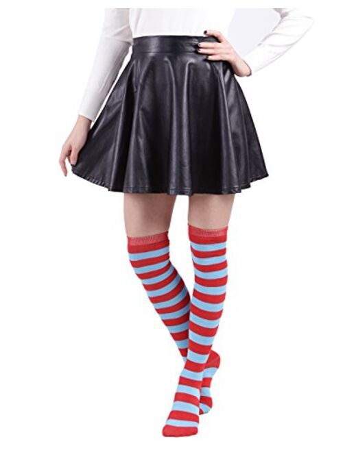 HDE Women's Extra Long Striped Socks Over Knee High Opaque Stockings
