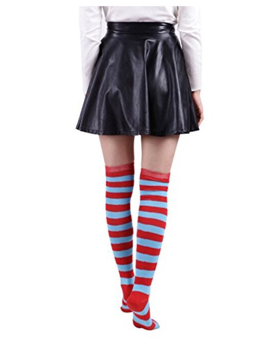 HDE Women's Extra Long Striped Socks Over Knee High Opaque Stockings