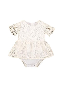 Toddler Baby Girls Floral Print Ruffled Sleeve Onesies Romper Bodysuit Baby Summer Jumpsuit Onesie Outfits